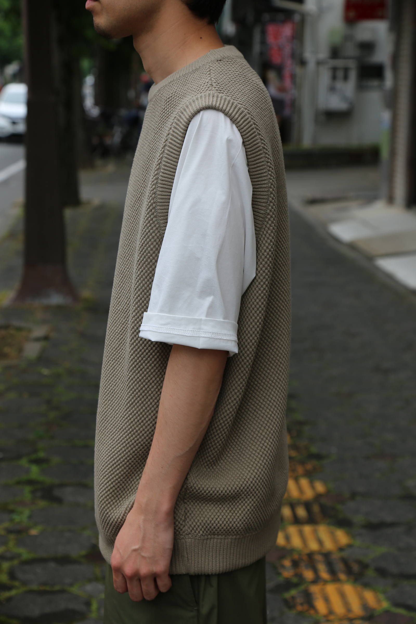 crepuscule  moss stich vest"GRAYBEIGE"Style.2019.6.29.
