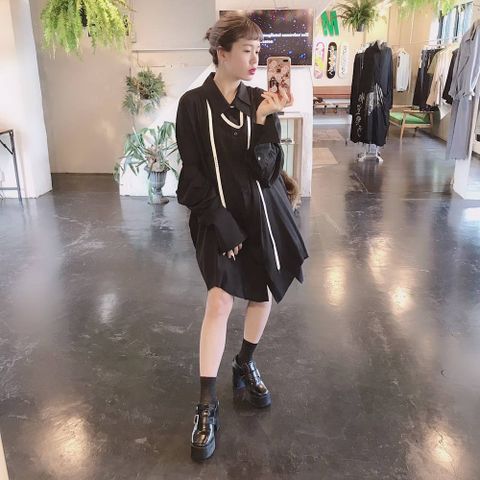 sulvam ダブルカラーオーバーシャツ"BLACK"Style.2019.6.19.