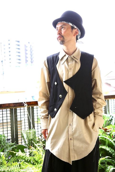 sulvamダブルカラーオーバーシャツ"BEIGE"スタイル2019.6.30.