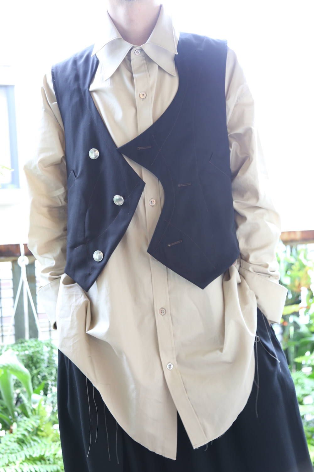 sulvamダブルカラーオーバーシャツ"BEIGE"スタイル2019.6.30.