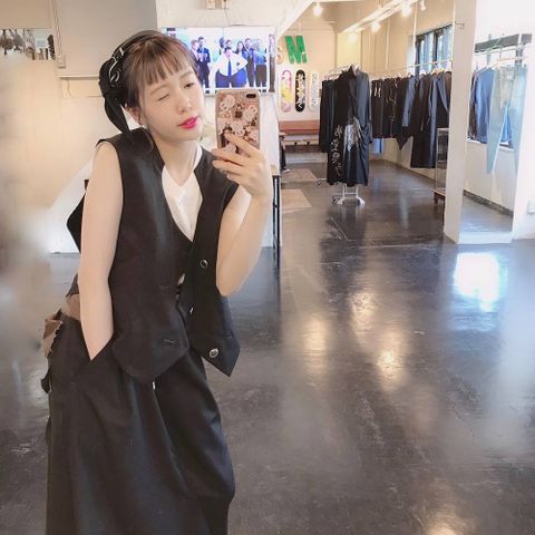 sulvam レイヤードスカートパンツ"BLACK"Style.2019.6.24.