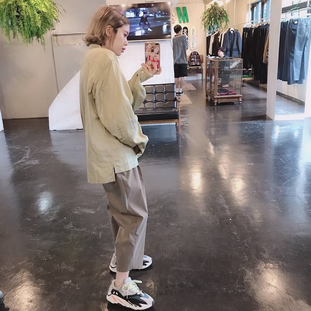 WELLDER パッカリングスリーブバンドカラーシャツスタイル.2019.7.29.