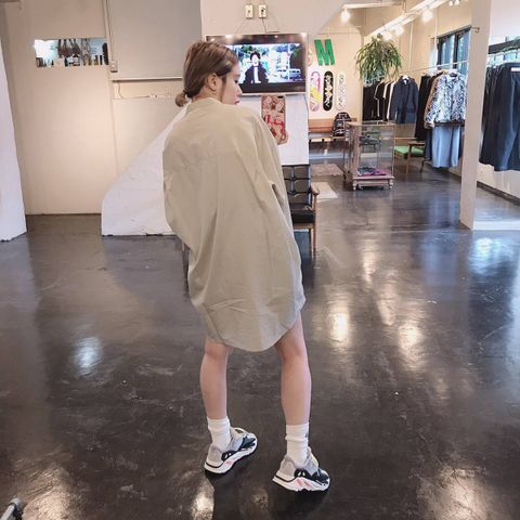 Graphpaper Broad Band Collar Oversized Shirt"BEIGE"Style.2019.7.23.