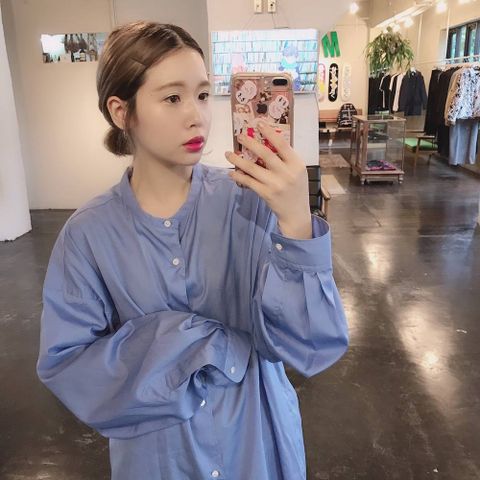 Graphpaper Broad Band Collar Oversized Shirt"BLUE"スタイル.2019.7.21.