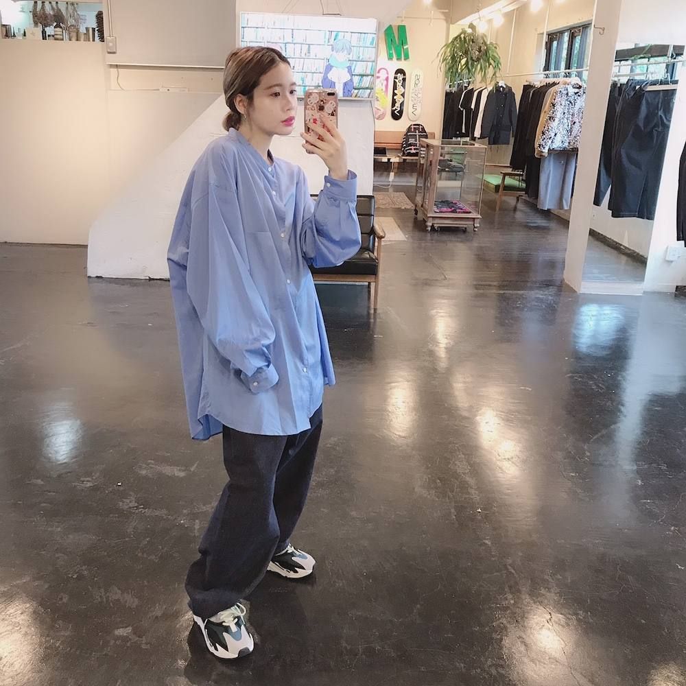 Graphpaper Broad Band Collar Oversized Shirt"BLUE"スタイル.2019.7.21.