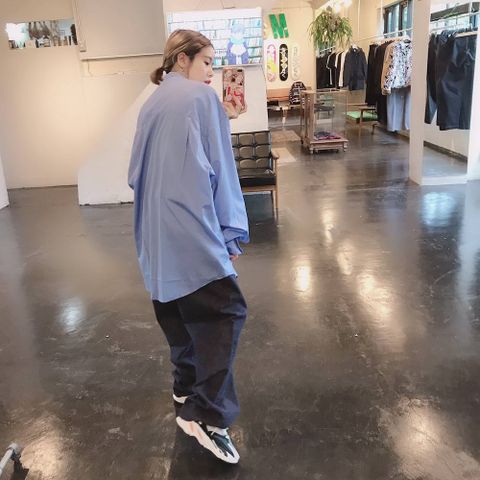 Graphpaper Broad Band Collar Oversized Shirt"BLUE"スタイル.2019.7.21.