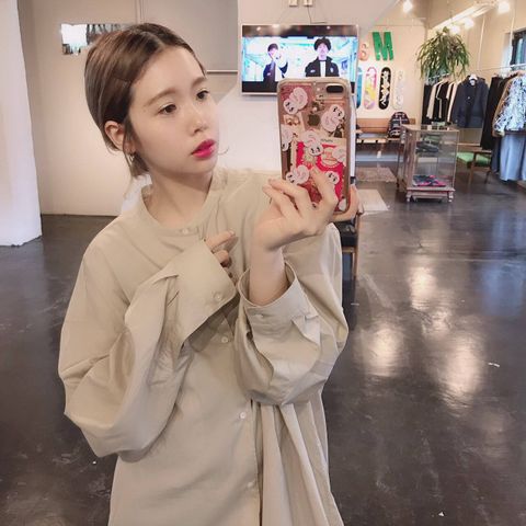 Graphpaper Broad Band Collar Oversized Shirt"BEIGE"Style.2019.7.23.