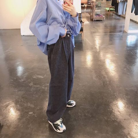 Graphpaper Broad Band Collar Oversized Shirt"BLUE"スタイル.2019.7.21.