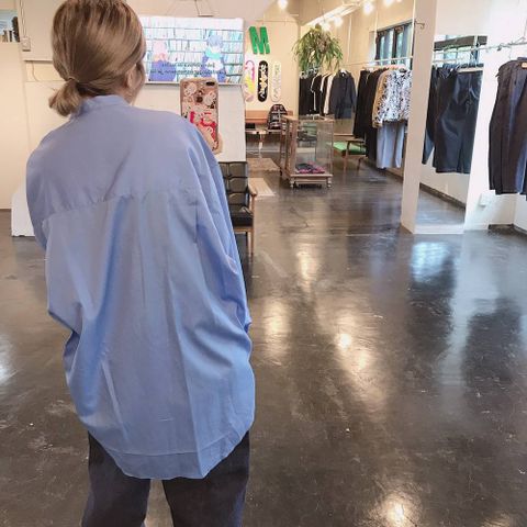 Graphpaper Broad Band Collar Oversized Shirt"BLUE"スタイル.2019.7.21.