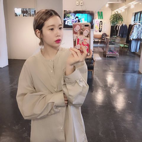 Graphpaper Broad Band Collar Oversized Shirt"BEIGE"Style.2019.7.23.