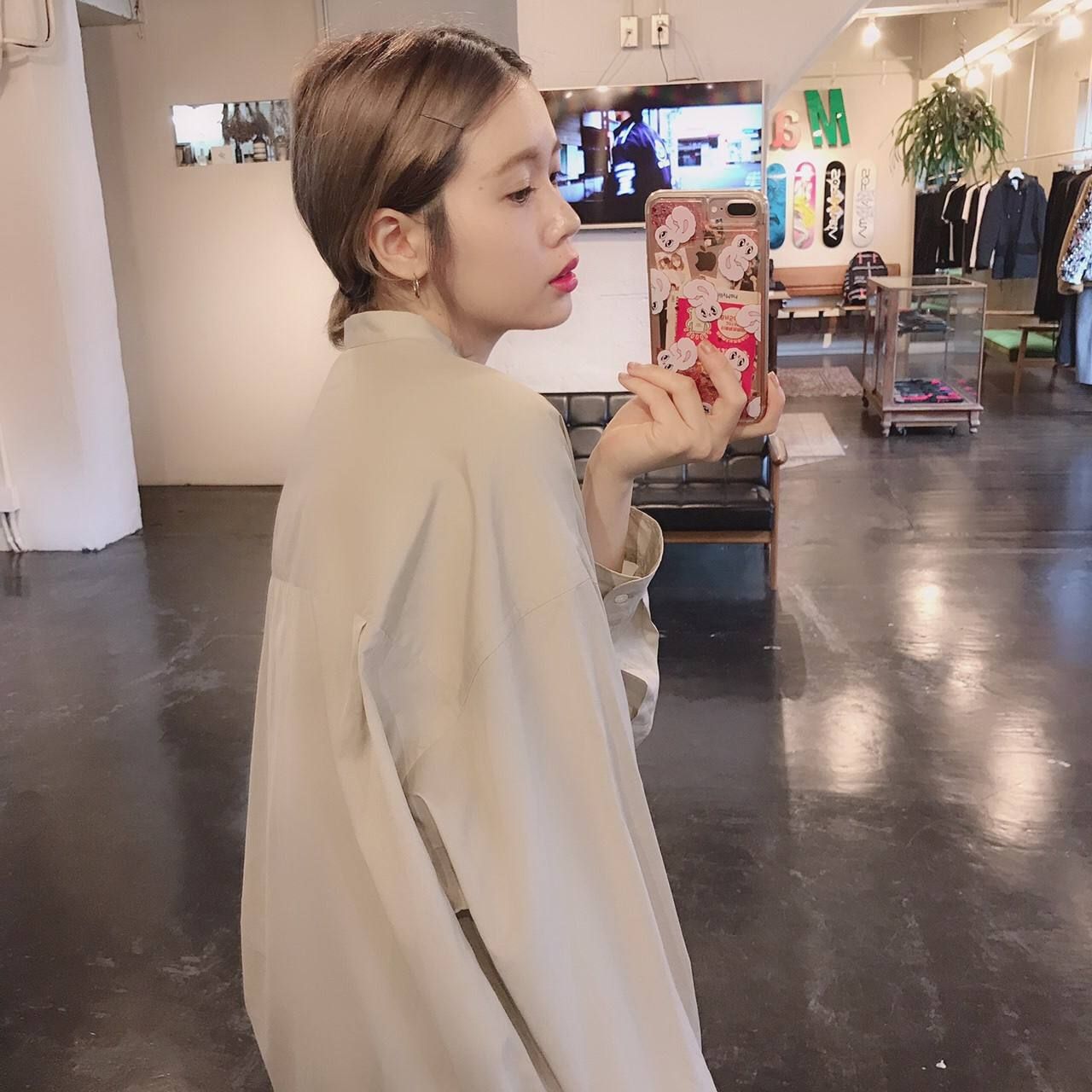 Graphpaper Broad Band Collar Oversized Shirt"BEIGE"Style.2019.7.23.