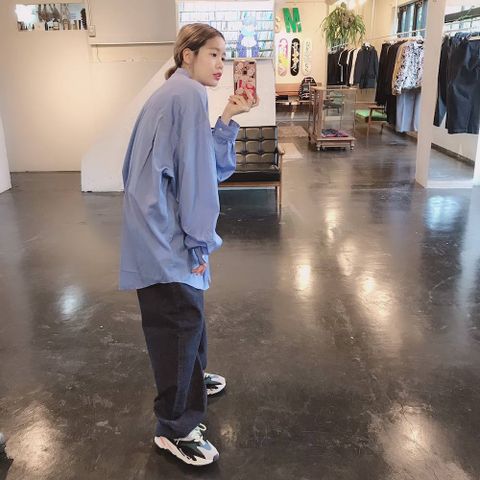 Graphpaper Broad Band Collar Oversized Shirt"BLUE"スタイル.2019.7.21.