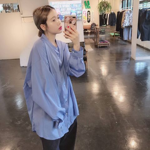Graphpaper Broad Band Collar Oversized Shirt"BLUE"スタイル.2019.7.21.