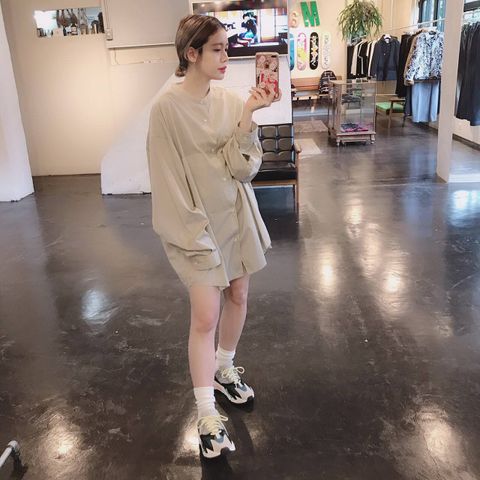 Graphpaper Broad Band Collar Oversized Shirt"BEIGE"Style.2019.7.23.