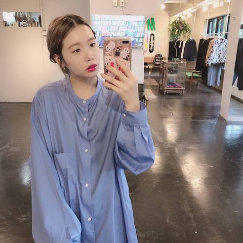 Graphpaper Broad Band Collar Oversized Shirt"BLUE"スタイル.2019.7.21.