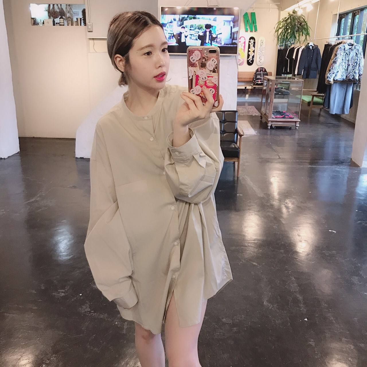 Graphpaper Broad Band Collar Oversized Shirt"BEIGE"Style.2019.7.23.