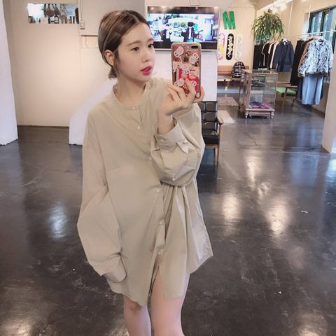 Graphpaper Broad Band Collar Oversized Shirt"BEIGE"Style.2019.7.23.