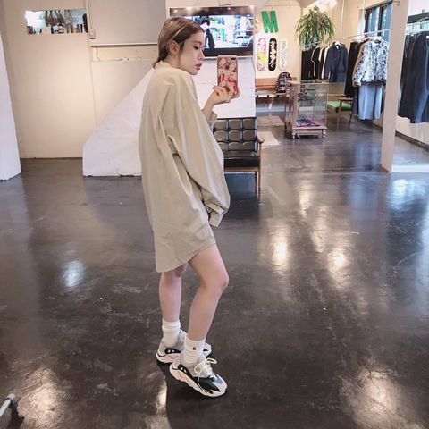 Graphpaper Broad Band Collar Oversized Shirt"BEIGE"Style.2019.7.23.