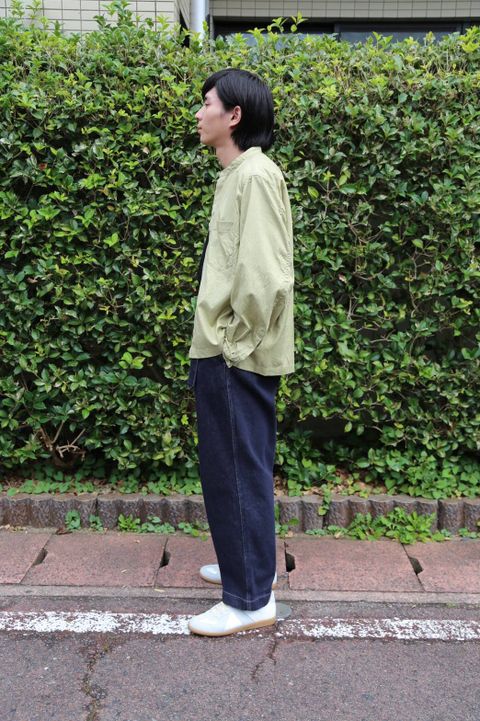 WELLDER Puckering Sleeve Band Collar Shirt"KHAKI"Style.2019.8.5.