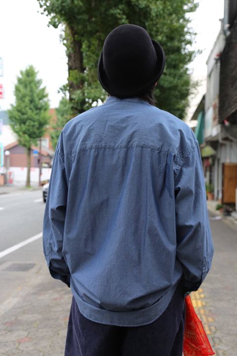 Graphpaper Dungaree Band Collar Oversized Shirt"INDIGO"Style.2019.8.19.