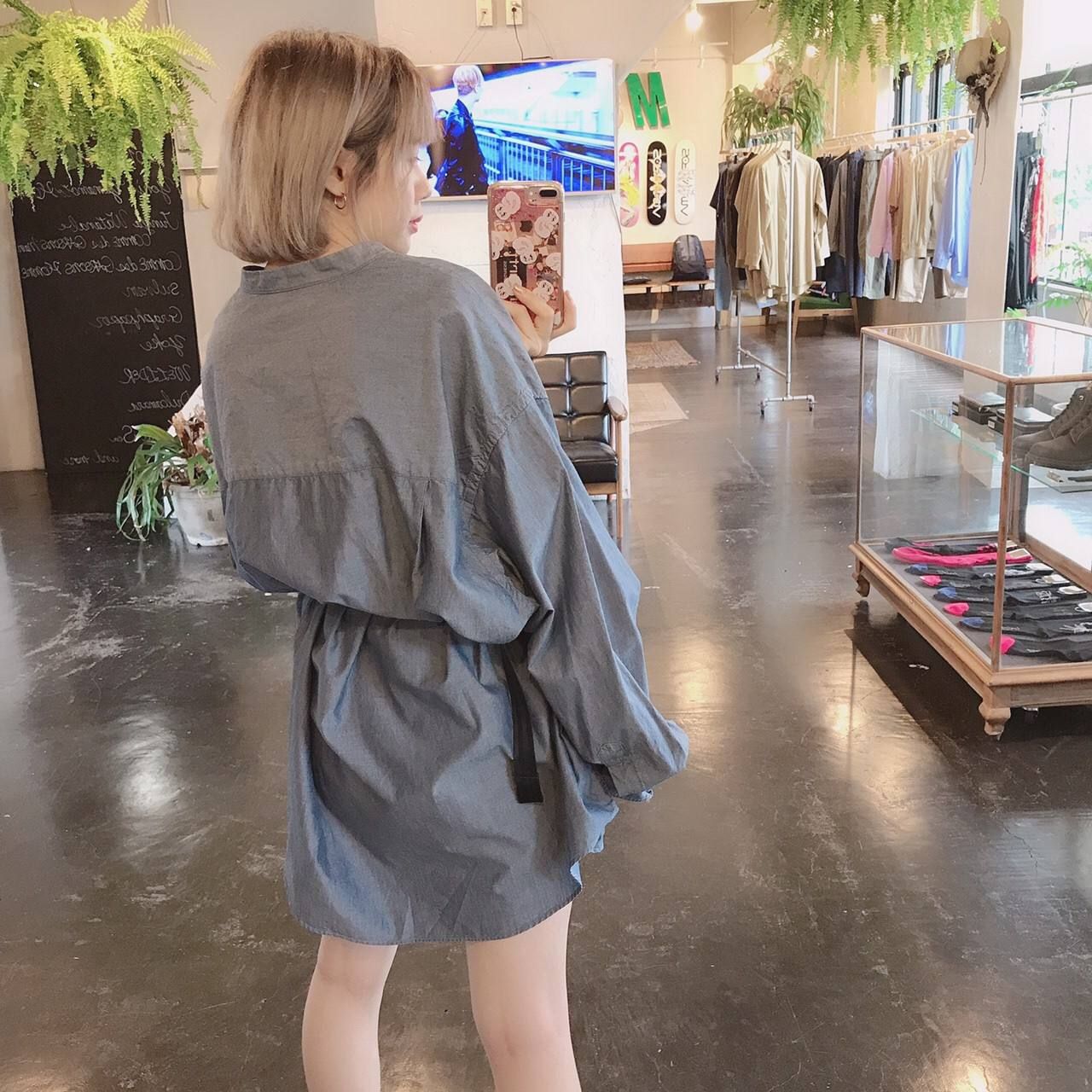Graphpaper (グラフペーパー)Dungaree Band Collar Oversized Shirt"INDIGO"Style.2019.8.13.