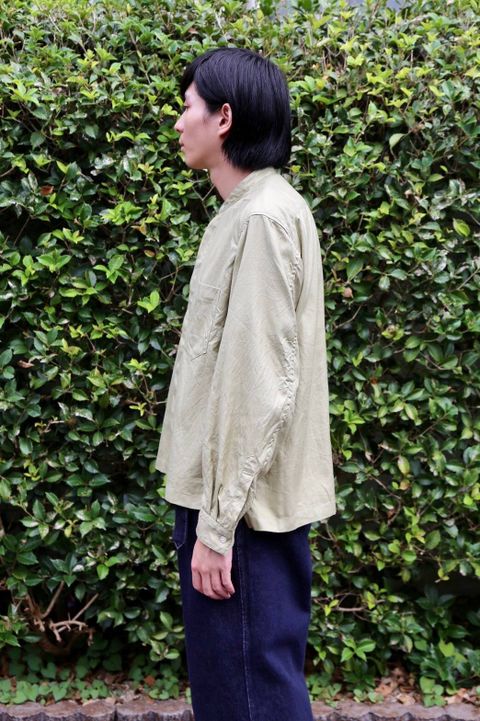 WELLDER Puckering Sleeve Band Collar Shirt"KHAKI"Style.2019.8.5.