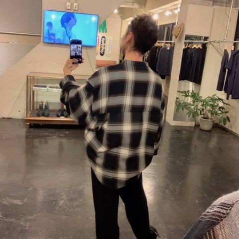Graphpaper Check Band Collar Big Sleeve Shirt"BLACK CH"スタイル.2019.8.28.