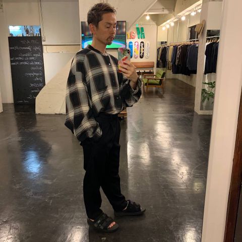 Graphpaper Check Band Collar Big Sleeve Shirt"BLACK CH"スタイル.2019.8.28.