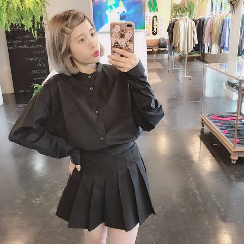 Dulcamara スタンドカラーポケットシャツ"BLACK"Style.2019.8.5.