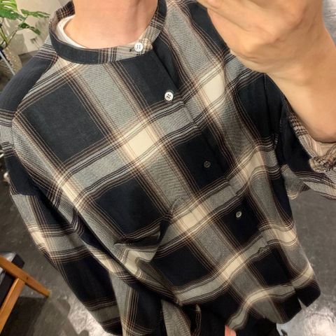 Graphpaper Check Band Collar Big Sleeve Shirt"BLACK CH"スタイル.2019.8.28.