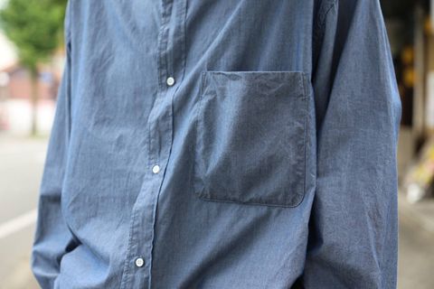 Graphpaper Dungaree Band Collar Oversized Shirt"INDIGO"Style.2019.8.19.