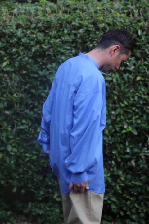 Graphpaper Broad Band Collar Oversized Shirt"BLUE"スタイル.2019.8.14.