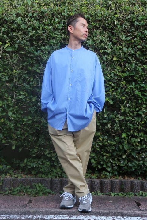 Graphpaper Broad Band Collar Oversized Shirt"BLUE"スタイル.2019.8.14.