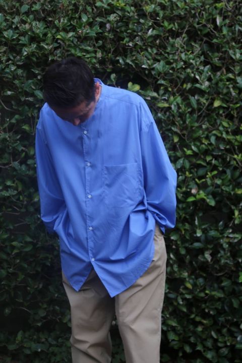 Graphpaper Broad Band Collar Oversized Shirt"BLUE"スタイル.2019.8.14.