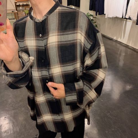 Graphpaper Check Band Collar Big Sleeve Shirt"BLACK CH"スタイル.2019.8.28.