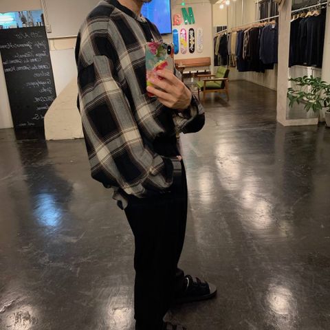 Graphpaper Check Band Collar Big Sleeve Shirt"BLACK CH"スタイル.2019.8.28.