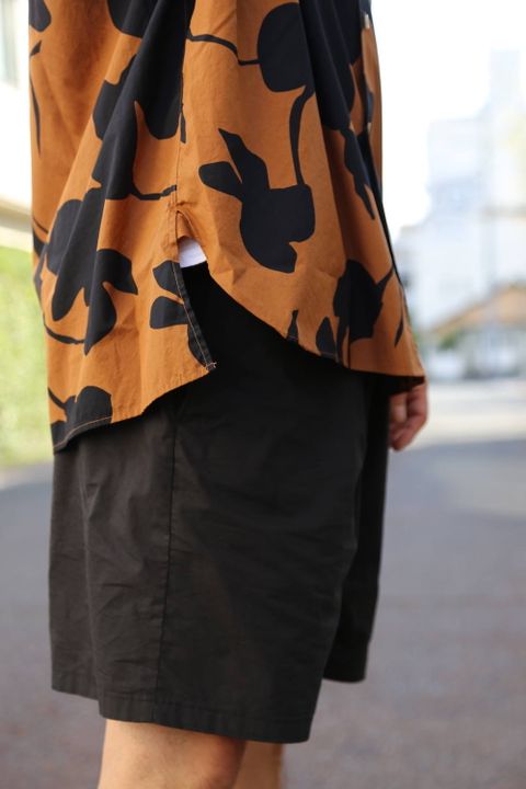 WELLDER Band Collar shirt"Darkkoak×Navy Pattern"スタイル.2019.8.12.