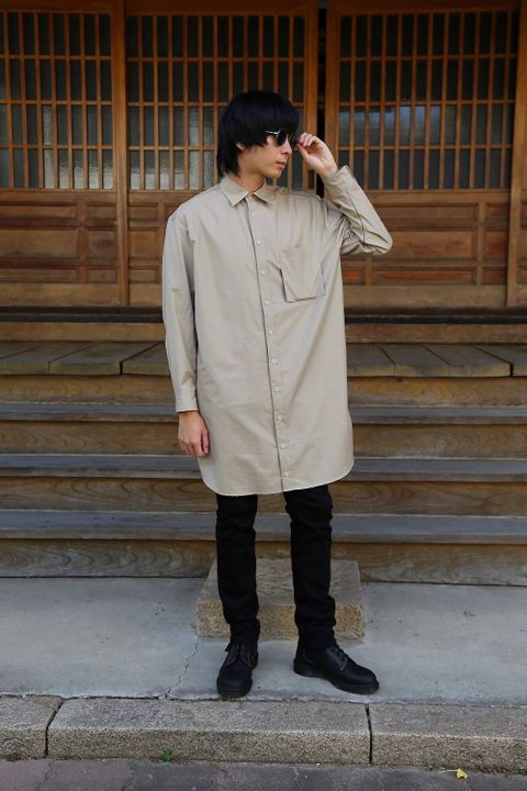 YOKE FOLD UP SHERE LONG SHIRTS"BEIGE"ミックススタイル2019.9.16.