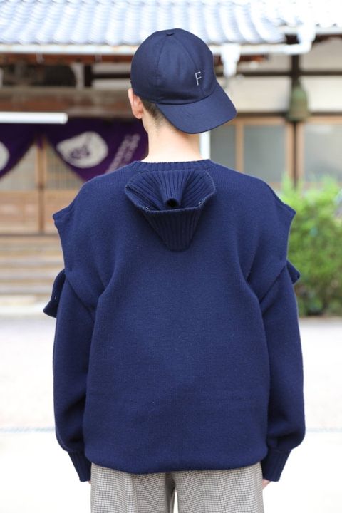 YOKE DETACHABLE FOLD UP SHARE KNIT"NAVY"スタイル2019.9.23.