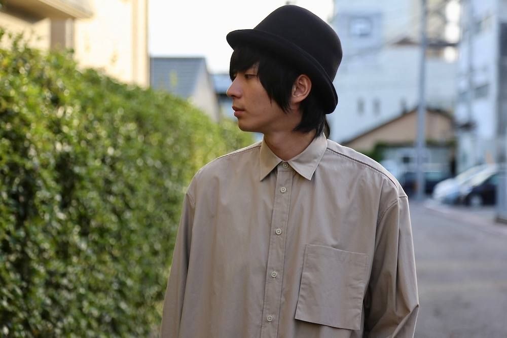 YOKE FOLD UP SHERE LONG SHIRTS"BEIGE"スタイル.2019.9.9.
