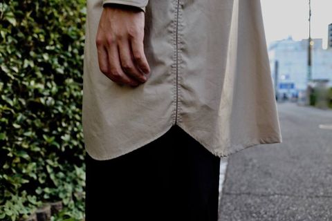 YOKE FOLD UP SHERE LONG SHIRTS"BEIGE"スタイル.2019.9.9.