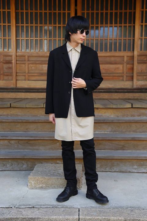 YOKE FOLD UP SHERE LONG SHIRTS"BEIGE"ミックススタイル2019.9.16.