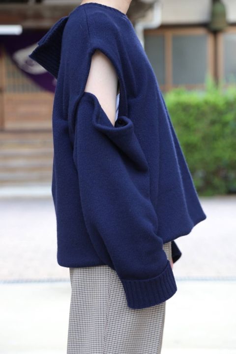 YOKE DETACHABLE FOLD UP SHARE KNIT"NAVY"スタイル2019.9.23.