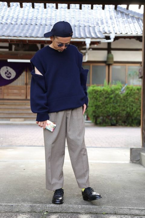 YOKE DETACHABLE FOLD UP SHARE KNIT"NAVY"スタイル2019.9.23.