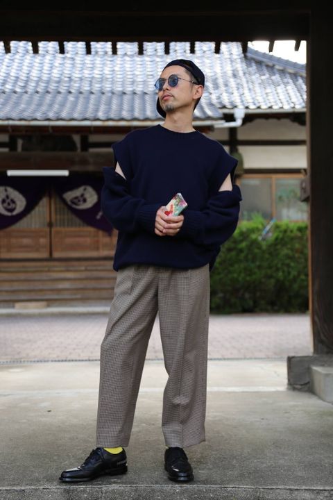 YOKE DETACHABLE FOLD UP SHARE KNIT"NAVY"スタイル2019.9.23.