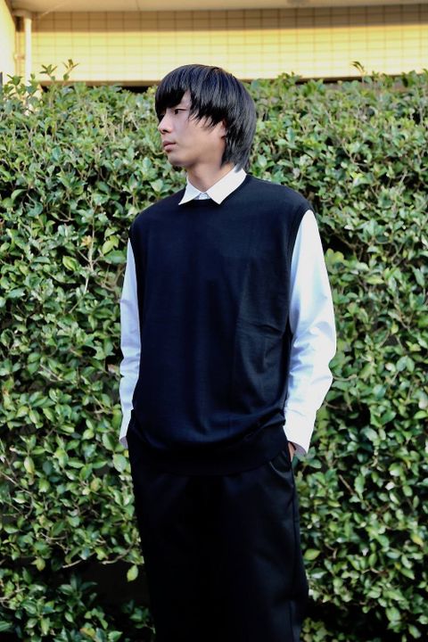 Graphpaper High Gauge Knit Vest"BLACK"スタイル.2019.9.15.