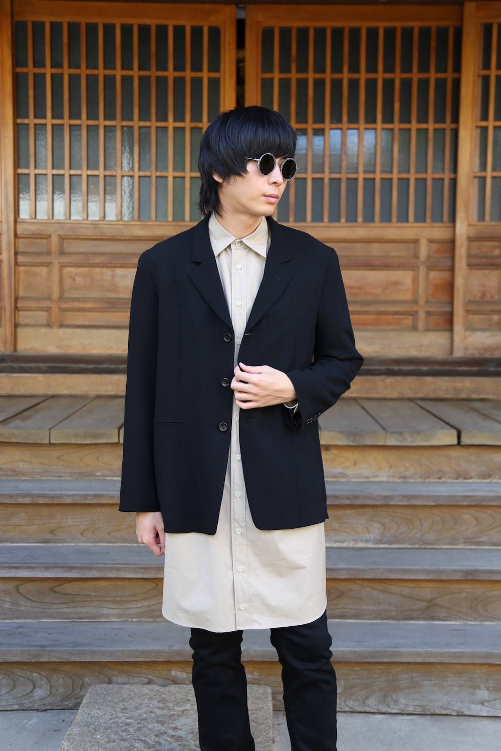 YOKE FOLD UP SHERE LONG SHIRTS"BEIGE"ミックススタイル2019.9.16.