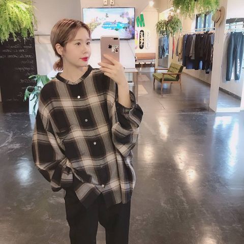Graphpaper Check Band Collar Big Sleeve Shirt"BLACK CH"スタイル.2019.9.11.