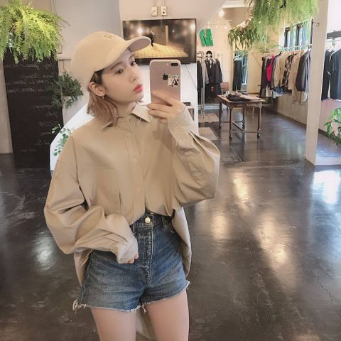 YOKE FOLD UP SHERE LONG SHIRTS"BEIGE"スタイル.2019.9.14.