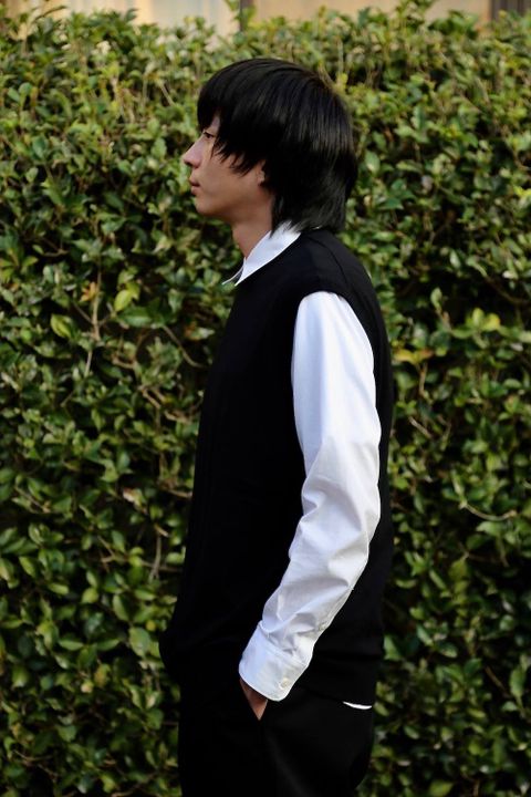 Graphpaper High Gauge Knit Vest"BLACK"スタイル.2019.9.15.